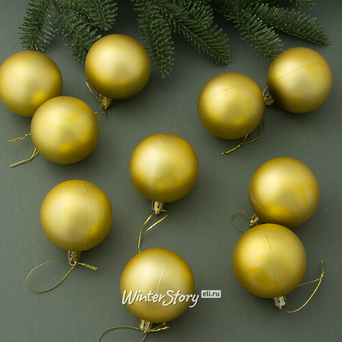 Набор пластиковых шаров Liberty 6 см, 10 шт, королевский золотой матовый Winter Deco
