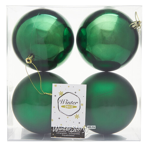Набор пластиковых шаров Liberty 10 см, 4 шт, рождественский зеленый mix Winter Deco