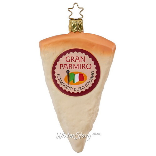 Стеклянная елочная игрушка Сыр - Italian Gran Parmiro 10 см, подвеска Inge Glas
