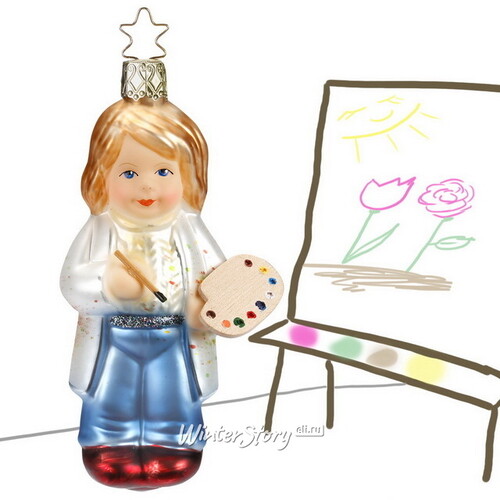 Стеклянная елочная игрушка Девочка Шеррил - Время художеств 11 см, подвеска Inge Glas