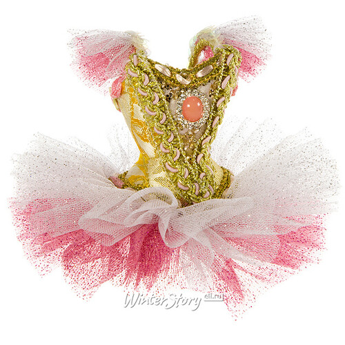 Элитная елочная игрушка Платье балерины Жозефины 10 см бело-розовое, подвеска Katherine’s Collection