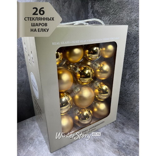 Набор стеклянных шаров Blanchett - Classic Gold, 5-7 см, 26 шт Edelman