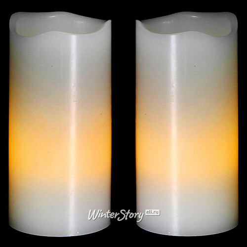 Набор белых восковых свечей 10*5 см на батарейках, 2 шт Edelman