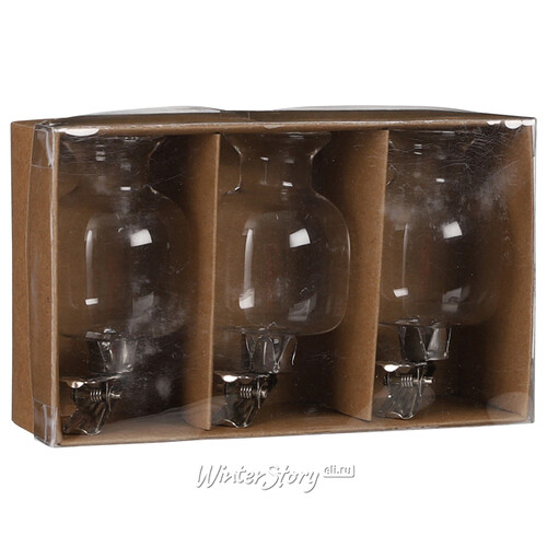Стеклянные мини-вазы на прищепке Киото 6*4 см, 3 шт Edelman