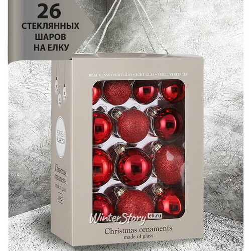 Набор стеклянных шаров Blanchett - Ruby Tango, 5-7 см, 26 шт Edelman