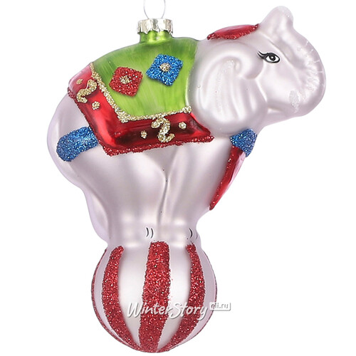 Стеклянная елочная игрушка Слон Джоуи - Цирк Шапито 10 см, подвеска Edelman