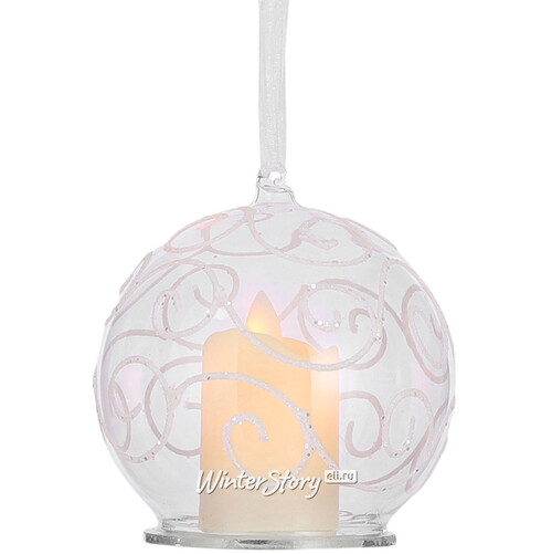 Светящийся шар с композицией Свеча Cozy Flame 10 см, на батарейках Edelman