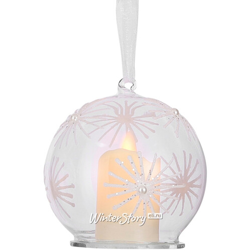 Светящийся шар с композицией Свеча Cozy Flame 10 см, на батарейках Edelman