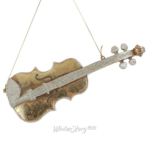 Елочная игрушка Золотая Скрипка - Нотки Электро-Свинга 26 см, подвеска Noel Collection (Katherine’s Style)