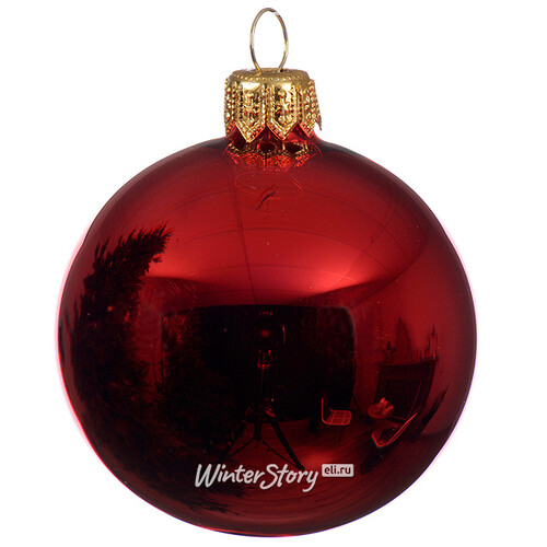 Стеклянный глянцевый елочный шар Royal Classic 15 см красный Kaemingk