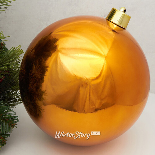 Пластиковый шар Sonder 30 см оранжевый глянцевый Winter Deco
