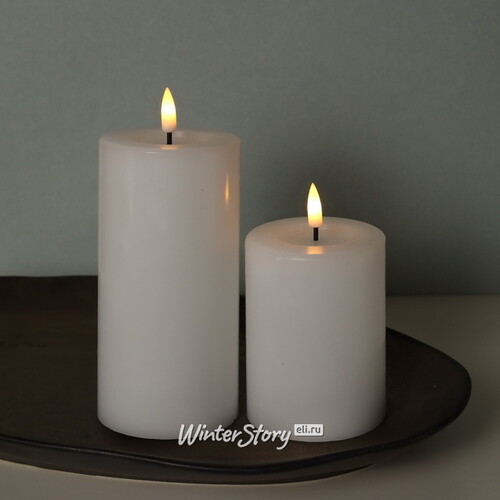 Светодиодная свеча с имитацией пламени Facile 15 см, белая, таймер, на батарейках Edelman