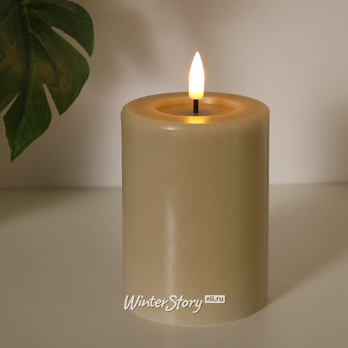 Светодиодная свеча с имитацией пламени Facile 10 см, бежевая, таймер, на батарейках Edelman