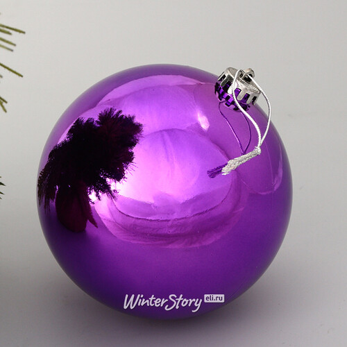 Пластиковый шар Sonder 15 см фиолетовый глянцевый Winter Deco