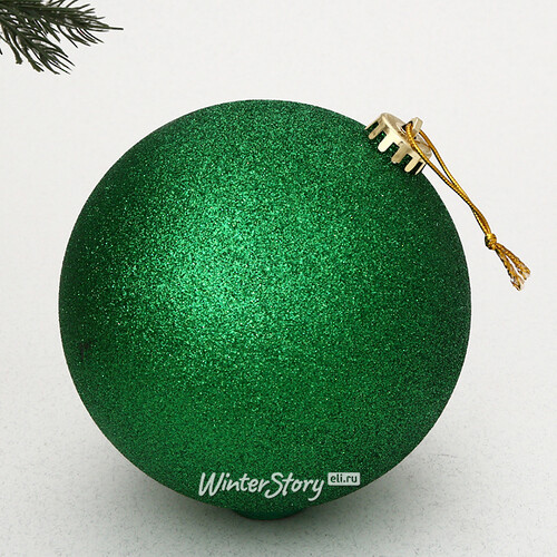Пластиковый шар Sonder 15 см ярко-зеленый с блестками Winter Deco