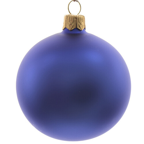 Стеклянный матовый елочный шар Royal Classic 15 см королевский синий Kaemingk