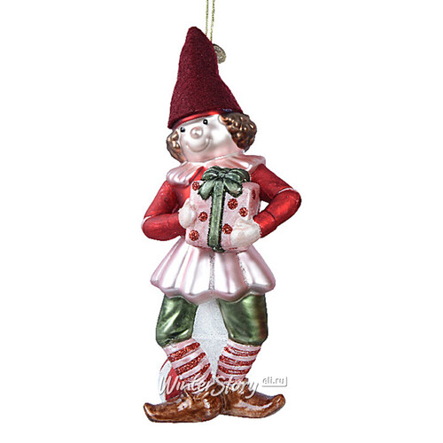 Стеклянная елочная игрушка Эльф - Retro Christmas 17 см, подвеска Winter Deco