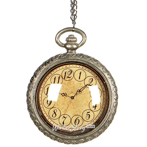 Елочная игрушка "Старинные часы" арабские цифры, 9*10*3 см, серебро Edelman