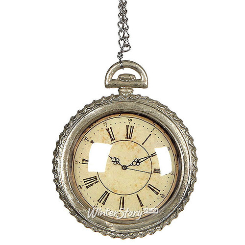 Елочная игрушка "Старинные часы" римские цифры, 9*10*3 см, серебро Edelman