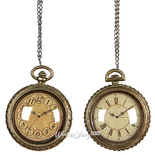 Елочная игрушка "Старинные часы" римские цифры, 9*10*3 см, золото Edelman