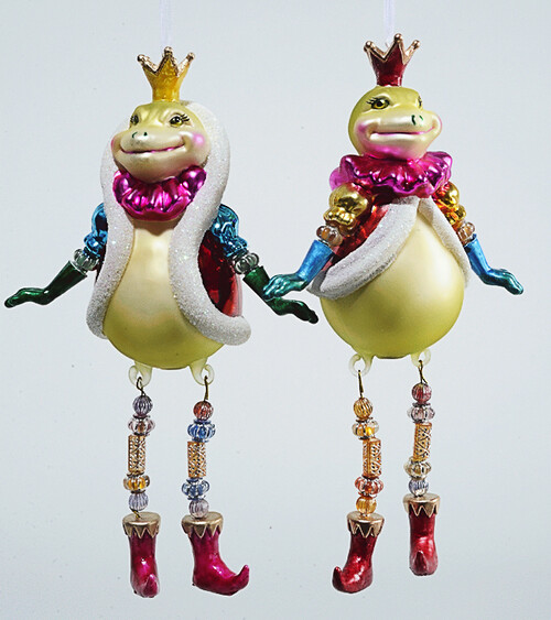 Елочная игрушка "Королевские лягушата", 21 см, стекло, подвеска Kaemingk