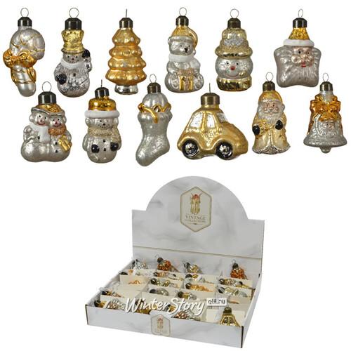 Набор стеклянных елочных игрушек Vintage Christmas: Soft Gold 6-9 см, 24 шт Kaemingk