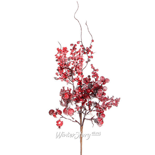Декоративная ветка 43 см с красными заснеженными ягодами Edelman