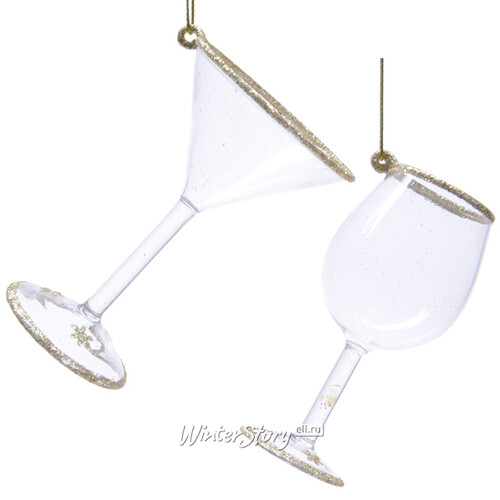 Елочная игрушка Хрустальный Звон - Бокал Мартини 10 см, стекло, подвеска Kaemingk