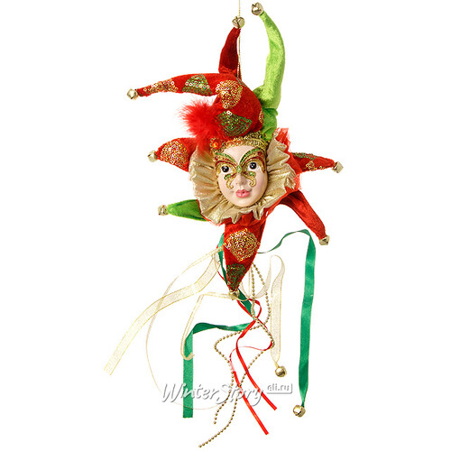 Елочное украшение Арлекин в разноцветном наряде 55 см, подвеска Царь Елка