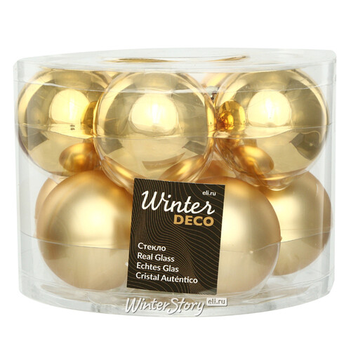 Набор стеклянных шаров 6 см золотой mix, 10 шт Kaemingk/Winter Deco