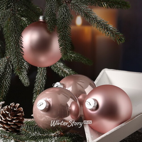 Набор стеклянных шаров 6 см розовый бутон mix, 10 шт Winter Deco