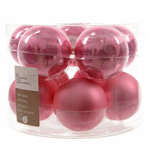 Набор стеклянных шаров 6 см, 10 шт, нежно-розовый mix Kaemingk