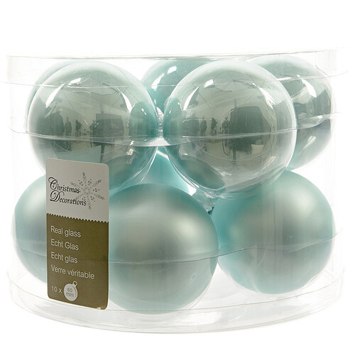 Набор стеклянных шаров 6 см, 10 шт, нежно-голубой mix Kaemingk