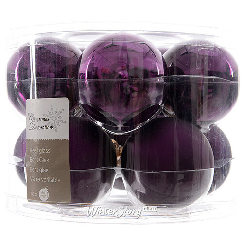 Набор стеклянных шаров 6 см фиолетовый бархат mix, 10 шт Kaemingk