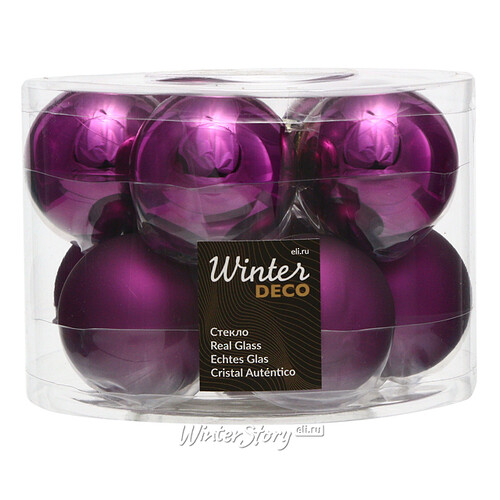 Набор стеклянных шаров 6 см royal purple mix, 10 шт Winter Deco