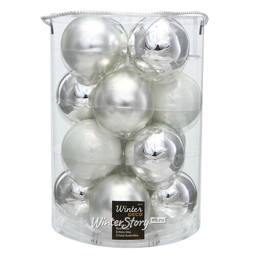 Коллекция стеклянных шаров Серебряное Танго 8 см, 16 шт Winter Deco
