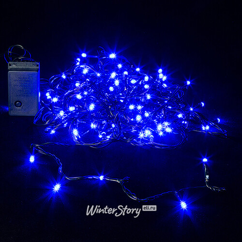 Светодиодная гирлянда 140 синих LED ламп 14 м, зеленый ПВХ, контроллер, IP44 Царь Елка