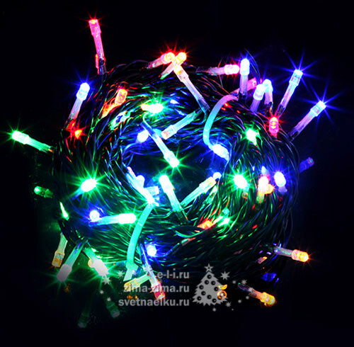 Гирлянда светодиодная уличная 60 RGB LED ламп 10 м, черный каучук, соединяемая, IP54 Snowmen
