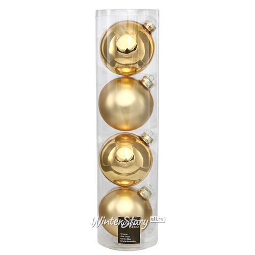 Набор стеклянных шаров 10 см золотой mix, 4 шт Kaemingk/Winter Deco