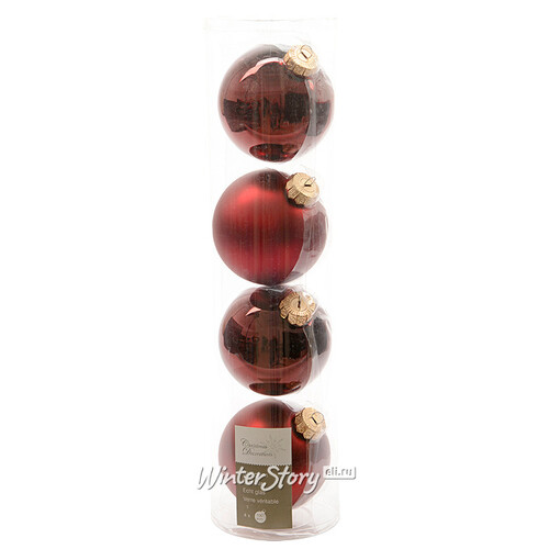 Набор стеклянных шаров 10 см бордовый mix, 4 шт Winter Deco