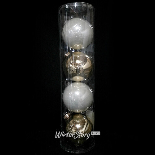Набор стеклянных шаров Европейский Стиль 10 см, 4 шт, уцененный Kaemingk