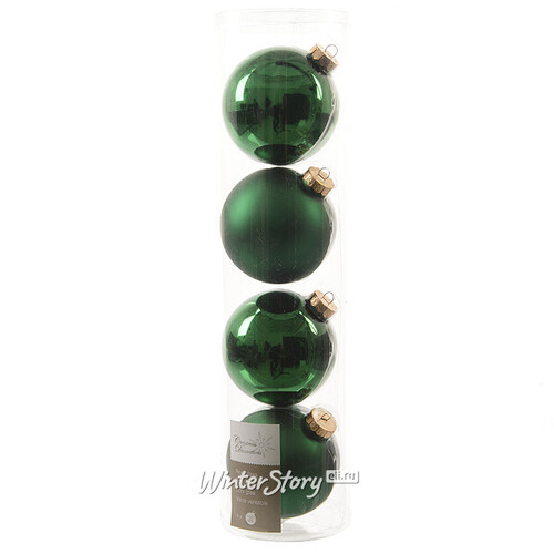 Набор стеклянных шаров 10 см, 4 шт, ярко-зеленый mix Kaemingk