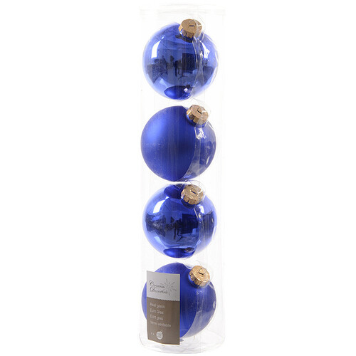 Набор стеклянных шаров 10 см, 4 шт, королевский синий mix Kaemingk