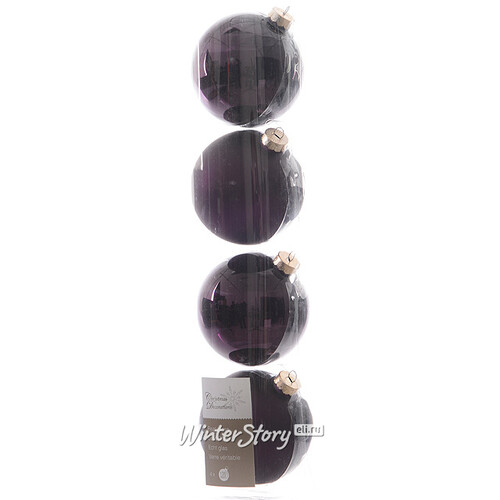 Набор стеклянных шаров 10 см фиолетовый бархат mix, 4 шт Kaemingk