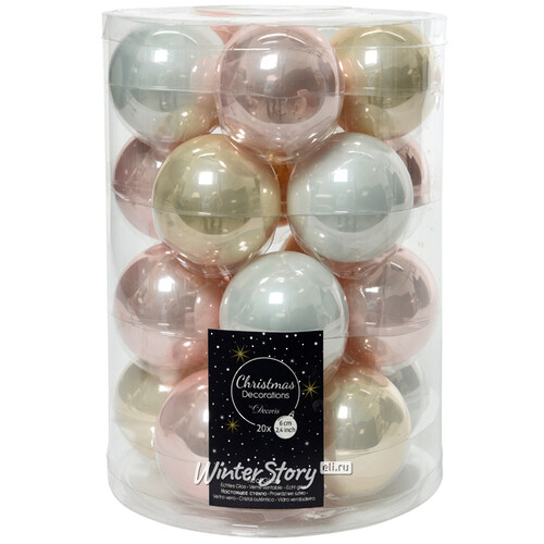 Коллекция стеклянных шаров Жемчужная Нежность 6 см, 20 шт Winter Deco