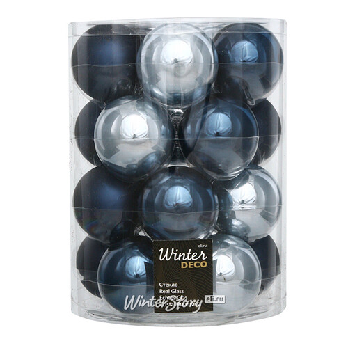 Коллекция стеклянных шаров Сапфировая Ночь 6 см, 20 шт Winter Deco