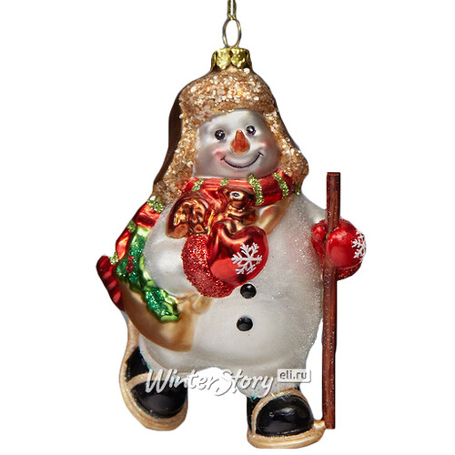 Елочная игрушка Снеговички-Спортсмены Лесные в ушанке 12 см, стекло, подвеска Holiday Classics