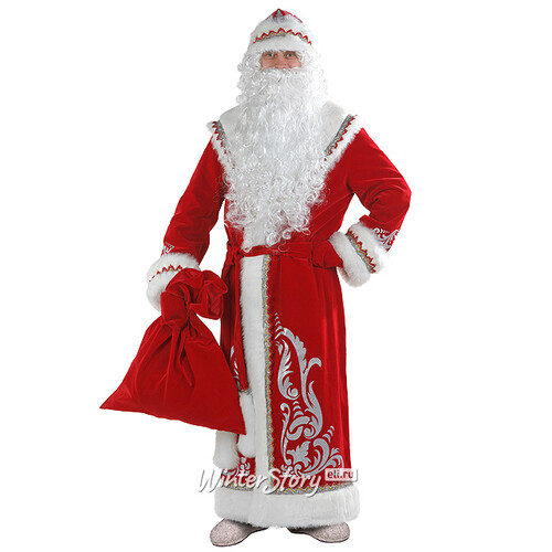 Карнавальный костюм для взрослых Дед Мороз с аппликациями, красный, 54-56 размер Батик