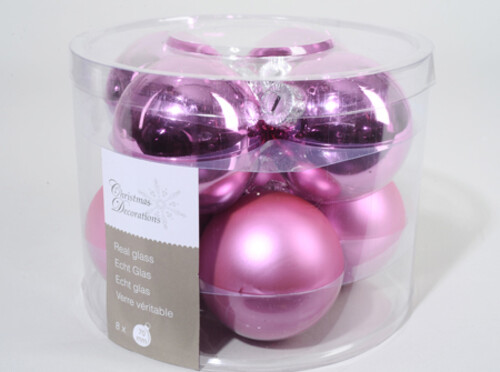 Набор стеклянных шаров 6 см розовый mix, 8 шт Kaemingk