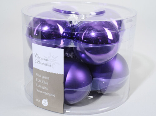 Набор стеклянных шаров 6 см фиолетовый mix, 8 шт Kaemingk